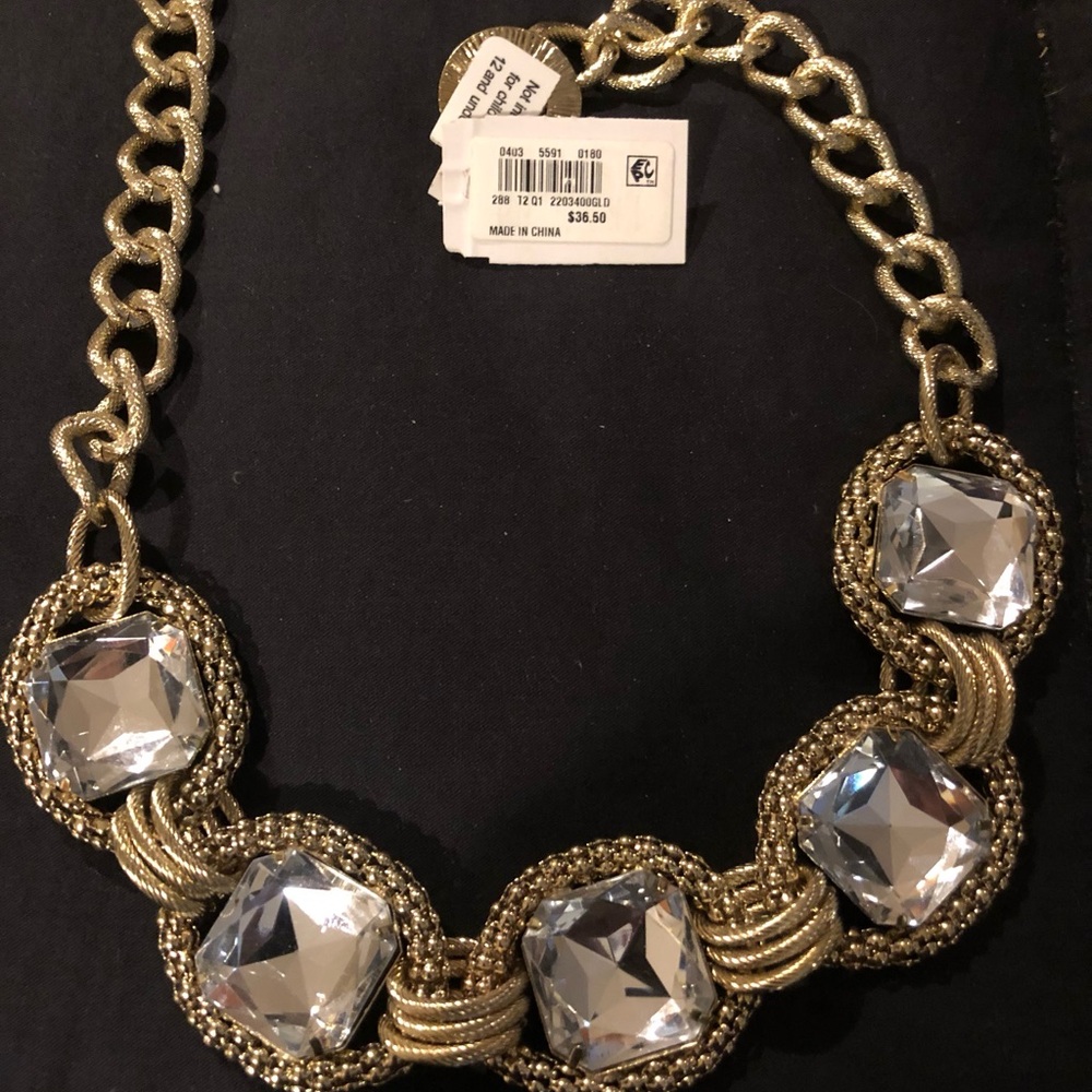 Nine West Gold-Tone Necklace with Clear Crystal Accents